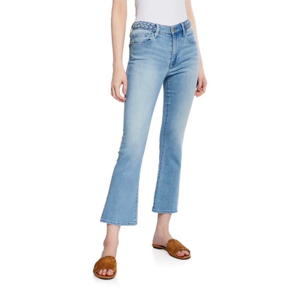 Frame Le Crop Mini Bootcut Jeans With Braided Waistband In Fountain